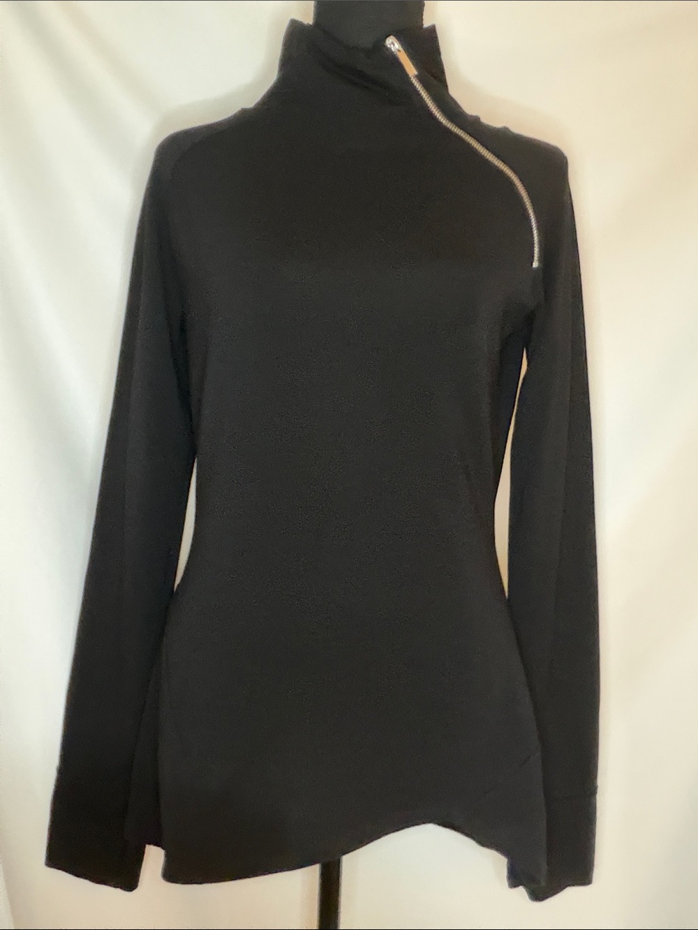 MARCELLA NYC BLACK ZIP MOCK TURTLENECK SWEATSHIRT